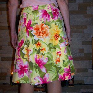 TALBOTS   YELLOW / GREEN / PINK and ORANGE FLORAL SKIRT